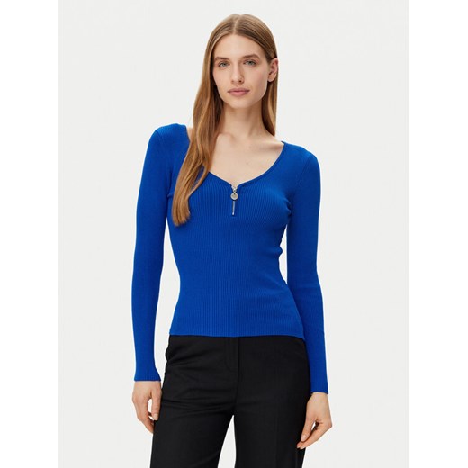 Morgan Sweter 232-MBANZA Niebieski Slim Fit ze sklepu MODIVO w kategorii Swetry damskie - zdjęcie 182644539