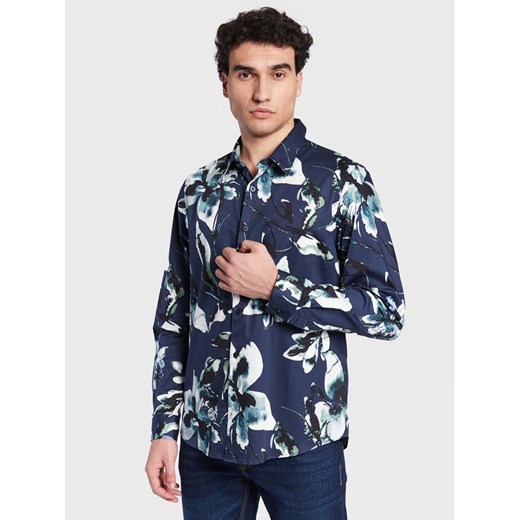 Guess Koszula M3GH24 W7N50 Granatowy Slim Fit ze sklepu MODIVO w kategorii Koszule męskie - zdjęcie 182644566