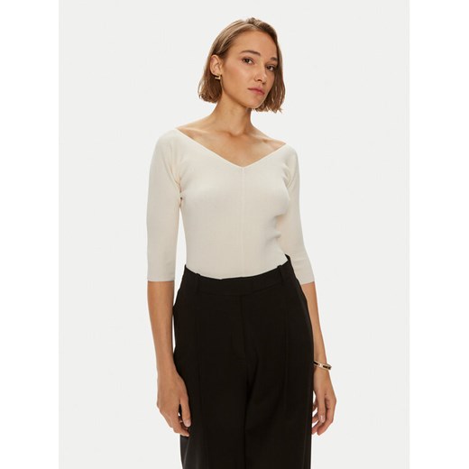 Weekend Max Mara Sweter Oceano 2425366031 Écru Slim Fit ze sklepu MODIVO w kategorii Swetry damskie - zdjęcie 182644657