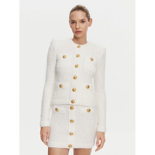 Balmain Kardigan DF1SK249KH10 Biały Regular Fit ze sklepu MODIVO w kategorii Swetry damskie - zdjęcie 182644736