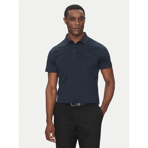 KARL LAGERFELD Polo 745001 552200 Granatowy Slim Fit ze sklepu MODIVO w kategorii T-shirty męskie - zdjęcie 182644779