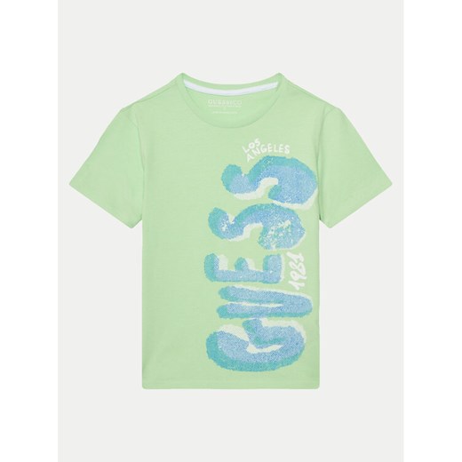 Guess T-Shirt L5GI12 K8HM4 Zielony Regular Fit ze sklepu MODIVO w kategorii T-shirty chłopięce - zdjęcie 182644915