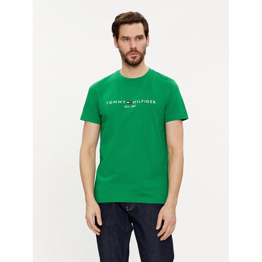 Tommy Hilfiger T-Shirt Logo MW0MW11797 Zielony Regular Fit ze sklepu MODIVO w kategorii T-shirty męskie - zdjęcie 182644926