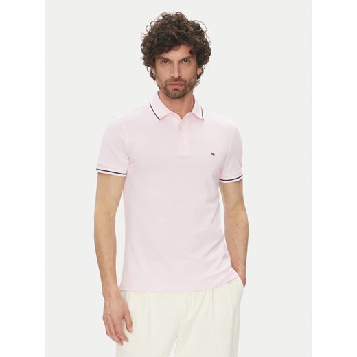 Tommy Hilfiger Polo MW0MW39993 Różowy Slim Fit ze sklepu MODIVO w kategorii T-shirty męskie - zdjęcie 182645336