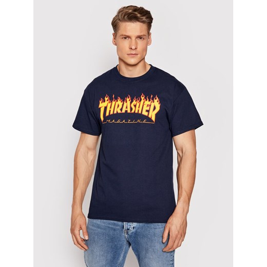 Thrasher T-Shirt Flame Granatowy Regular Fit ze sklepu MODIVO w kategorii T-shirty męskie - zdjęcie 182645366