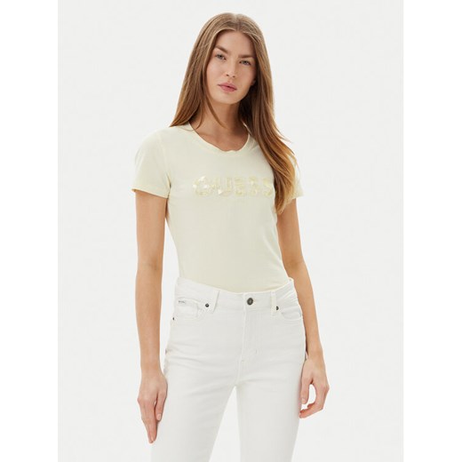 Guess T-Shirt W5GI17 J1314 Żółty Slim Fit ze sklepu MODIVO w kategorii Bluzki damskie - zdjęcie 182645507