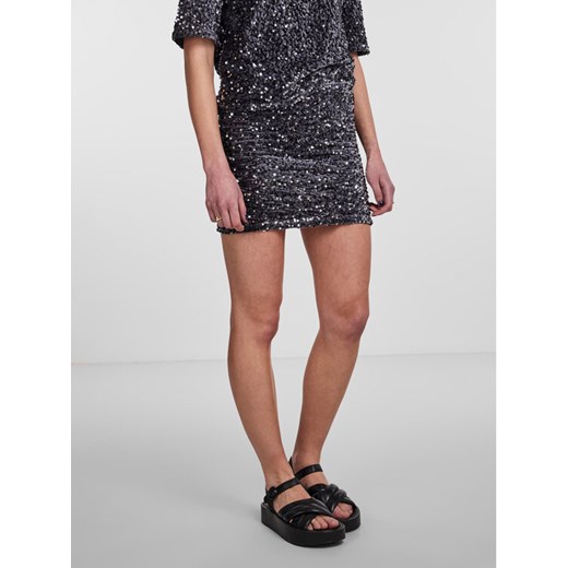 Pieces Spódnica mini 17143411 Szary Regular Fit ze sklepu MODIVO w kategorii Spódnice - zdjęcie 182645599