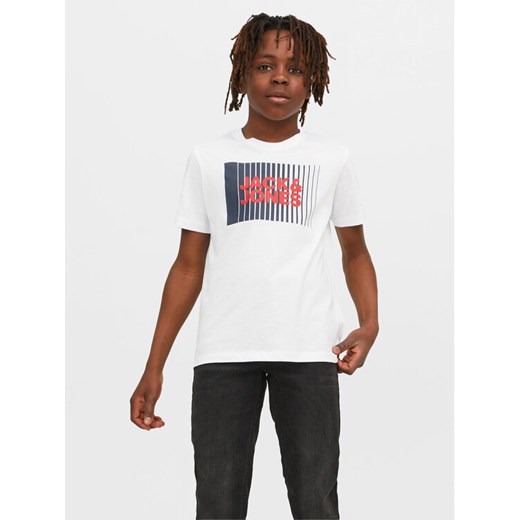 Jack&Jones Junior T-Shirt Corp Logo 12257365 Biały Standard Fit ze sklepu MODIVO w kategorii T-shirty chłopięce - zdjęcie 182645837