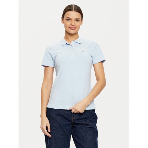Tommy Hilfiger Polo WW0WW43930 Błękitny Slim Fit ze sklepu MODIVO w kategorii Bluzki damskie - zdjęcie 182645898