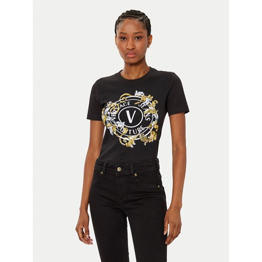 Versace Jeans Couture T-Shirt 78HAHC01 Czarny Regular Fit ze sklepu MODIVO w kategorii Bluzki damskie - zdjęcie 182645997