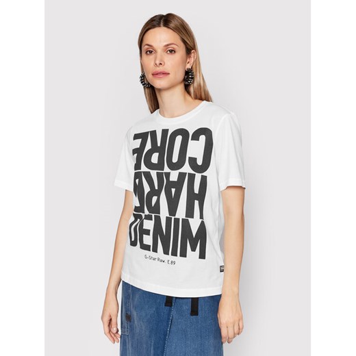 G-Star Raw T-Shirt Lyon D21661-4107-110 Biały Regular Fit ze sklepu MODIVO w kategorii Bluzki damskie - zdjęcie 182646308
