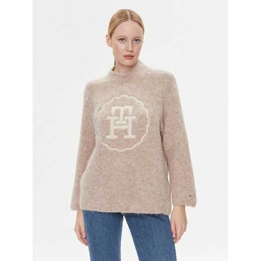 Tommy Hilfiger Sweter WW0WW40267 Beżowy Oversize ze sklepu MODIVO w kategorii Swetry damskie - zdjęcie 182646346