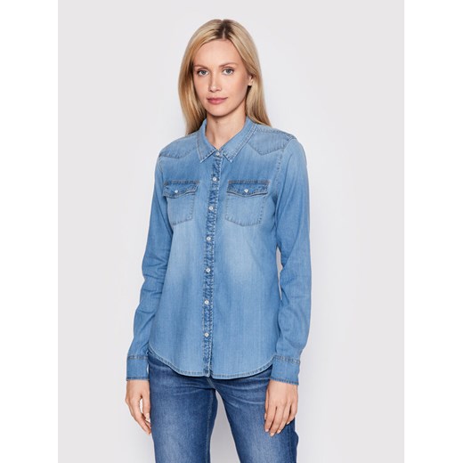 Guess Koszula W2GH75 D4NA1 Niebieski Slim Fit ze sklepu MODIVO w kategorii Koszule damskie - zdjęcie 182646356