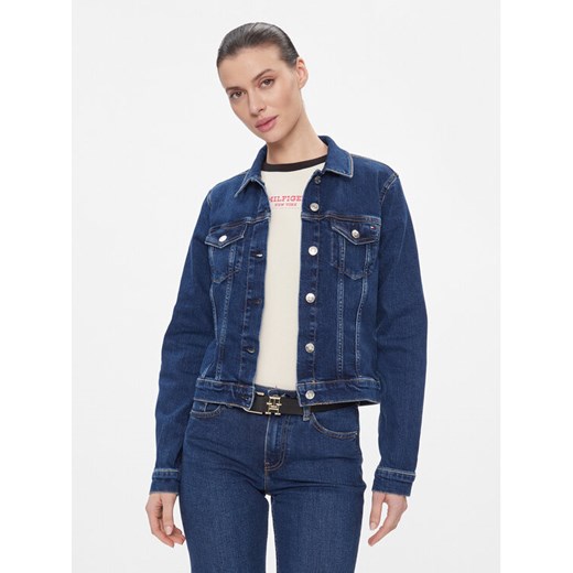 Tommy Hilfiger Kurtka jeansowa WW0WW40654 Granatowy Slim Fit ze sklepu MODIVO w kategorii Kurtki damskie - zdjęcie 182646446