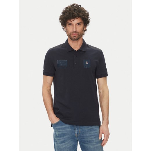 Aeronautica Militare Polo 251PO1854J593 Granatowy Regular Fit ze sklepu MODIVO w kategorii T-shirty męskie - zdjęcie 182646766