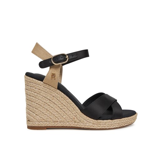Tommy Hilfiger Espadryle Satin High Wedge Espadrille FW0FW08602 Czarny ze sklepu MODIVO w kategorii Espadryle damskie - zdjęcie 182646897