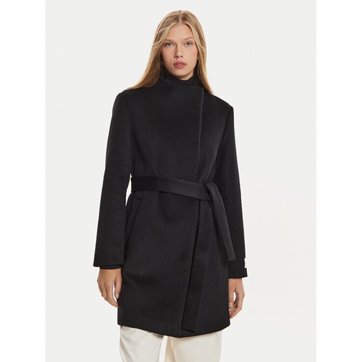 Calvin Klein Płaszcz wełniany K20K207700 Czarny Regular Fit ze sklepu MODIVO w kategorii Płaszcze damskie - zdjęcie 182646948