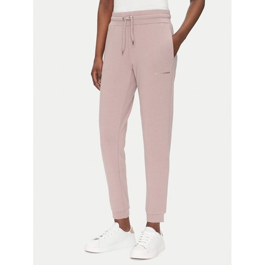 EA7 Emporio Armani Spodnie dresowe 8NTP66 TJ9RZ U4079 Różowy Regular Fit ze sklepu MODIVO w kategorii Spodnie damskie - zdjęcie 182647039