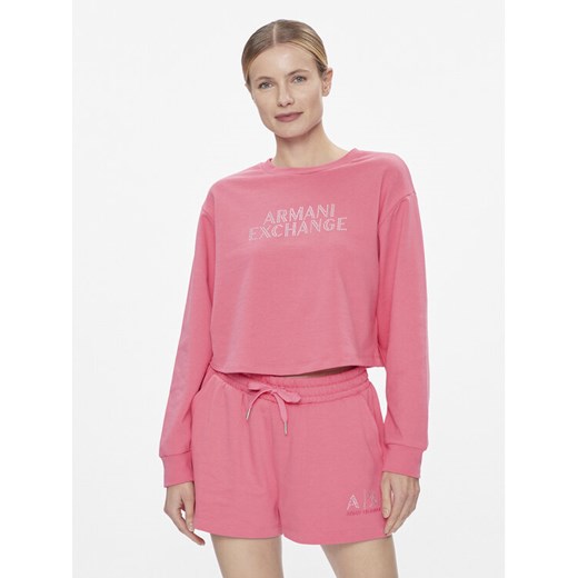 Armani Exchange Bluza 3DYM90 YJFHZ 14BH Różowy Regular Fit ze sklepu MODIVO w kategorii Bluzy damskie - zdjęcie 182647088