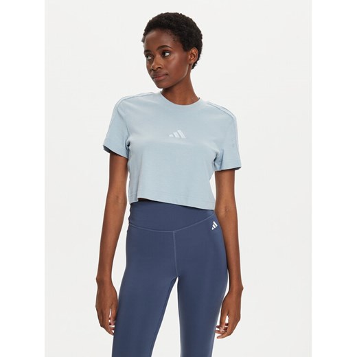 adidas T-Shirt ALL SZN 3-Stripes IY6846 Niebieski Slim Fit ze sklepu MODIVO w kategorii Bluzki damskie - zdjęcie 182647117