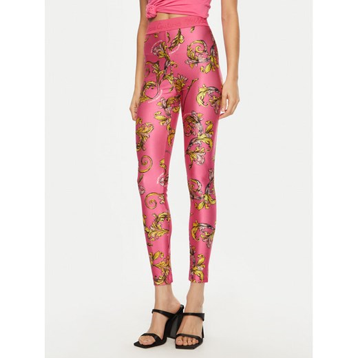 Versace Jeans Couture Legginsy 78HAC101 Różowy Slim Fit ze sklepu MODIVO w kategorii Spodnie damskie - zdjęcie 182647197