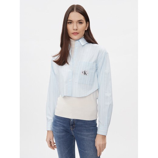 Calvin Klein Jeans Koszula J20J222614 Niebieski Cropped Fit ze sklepu MODIVO w kategorii Koszule damskie - zdjęcie 182647286