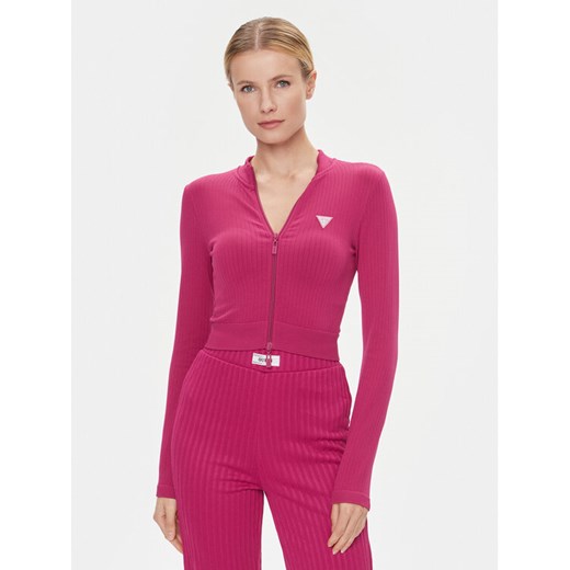 Guess Bluza V4RP01 Z3CC0 Różowy Slim Fit ze sklepu MODIVO w kategorii Bluzy damskie - zdjęcie 182647329