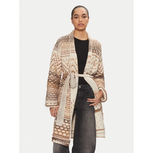 United Colors Of Benetton Kardigan 115CE6042 Beżowy Regular Fit ze sklepu MODIVO w kategorii Swetry damskie - zdjęcie 182647435