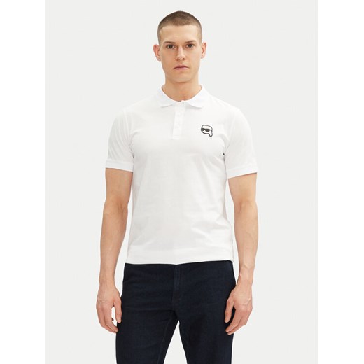 KARL LAGERFELD Polo 745710 500224 Biały Regular Fit ze sklepu MODIVO w kategorii T-shirty męskie - zdjęcie 182647508