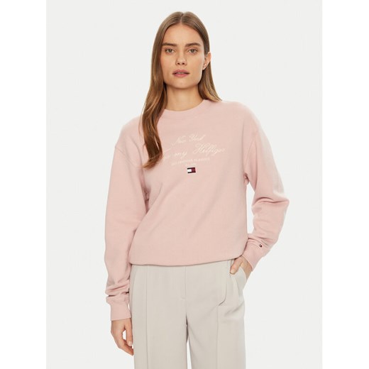 Tommy Hilfiger Bluza Modern Script WW0WW43844 Różowy Regular Fit ze sklepu MODIVO w kategorii Bluzy damskie - zdjęcie 182647655