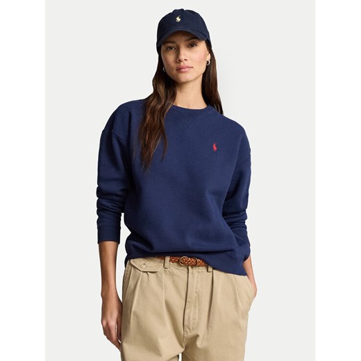 Polo Ralph Lauren Bluza 211943006002 Granatowy Relaxed Fit ze sklepu MODIVO w kategorii Bluzy damskie - zdjęcie 182647706