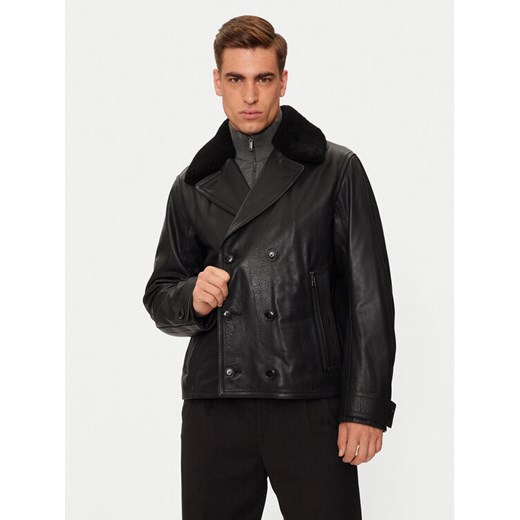 Boss Kurtka skórzana H-Mackinley 50524895 Czarny Regular Fit ze sklepu MODIVO w kategorii Kurtki męskie - zdjęcie 182647789