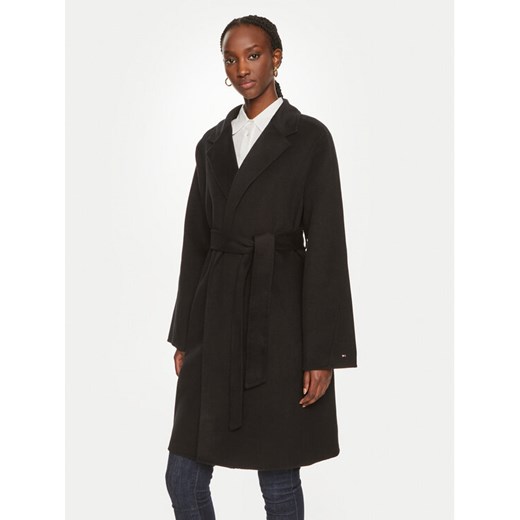 Tommy Hilfiger Płaszcz wełniany WW0WW43603 Czarny Regular Fit ze sklepu MODIVO w kategorii Płaszcze damskie - zdjęcie 182647795