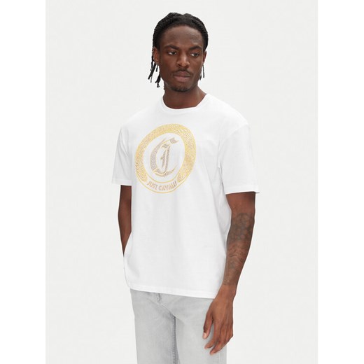 Just Cavalli T-Shirt 78OAHE22 Biały Regular Fit ze sklepu MODIVO w kategorii T-shirty męskie - zdjęcie 182647797