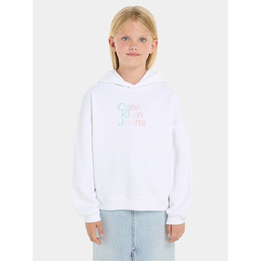 Calvin Klein Jeans Bluza Gradient IG0IG02422 D Biały Relaxed Fit ze sklepu MODIVO w kategorii Bluzy dziewczęce - zdjęcie 182648017