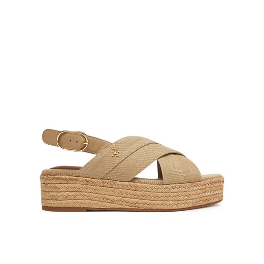 Tommy Hilfiger Espadryle Denim Espadrille Platform Sandal FW0FW08669 Beżowy ze sklepu MODIVO w kategorii Espadryle damskie - zdjęcie 182648185