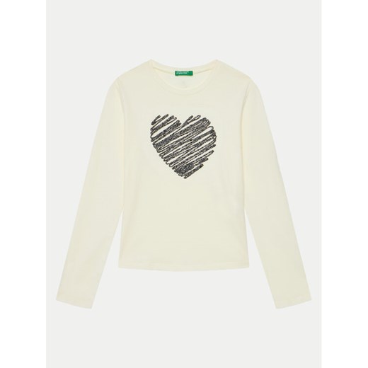 United Colors Of Benetton Bluzka 3ATNC10L9 Écru Regular Fit ze sklepu MODIVO w kategorii Bluzki dziewczęce - zdjęcie 182648369