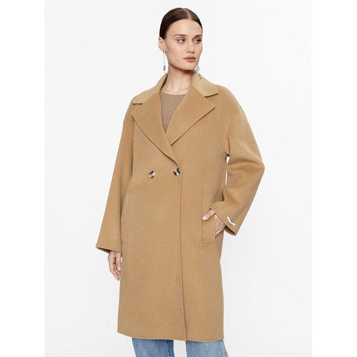 Marella Płaszcz wełniany Nandina 2330160838200 Brązowy Regular Fit ze sklepu MODIVO w kategorii Płaszcze damskie - zdjęcie 182648428