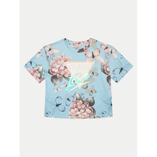 Guess T-Shirt J5RI05 K6YW4 Błękitny Boxy Fit ze sklepu MODIVO w kategorii Bluzki dziewczęce - zdjęcie 182648449