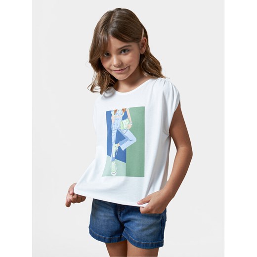 Mayoral Bluzka 6011 Biały Regular Fit ze sklepu MODIVO w kategorii Bluzki dziewczęce - zdjęcie 182648499
