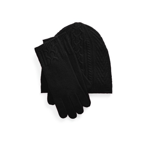 LAUREN RALPH LAUREN Zestaw czapka, szalik i rękawiczki 454960056002 Czarny ze sklepu MODIVO w kategorii Komplety czapka i szalik damskie - zdjęcie 182648557