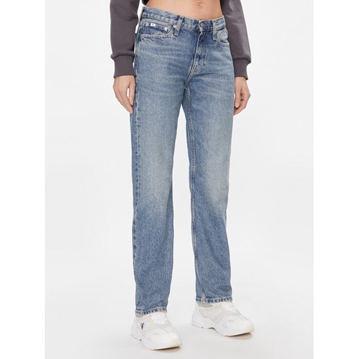 Calvin Klein Jeans Jeansy Low Rise Straight J20J222437 Granatowy Straight Fit ze sklepu MODIVO w kategorii Jeansy damskie - zdjęcie 182648615