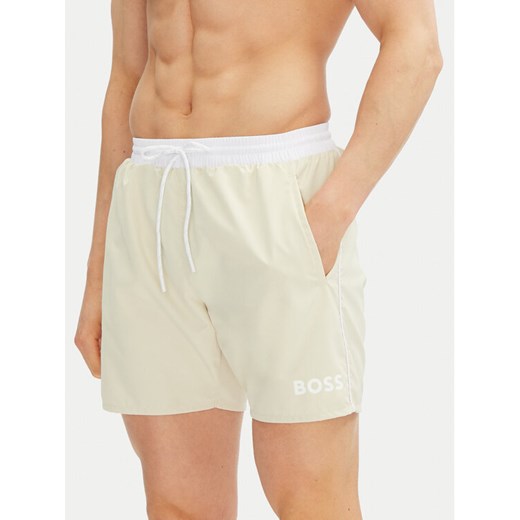 BOSS Szorty kąpielowe Starfish 50514429 Écru Regular Fit ze sklepu MODIVO w kategorii Kąpielówki - zdjęcie 182648636