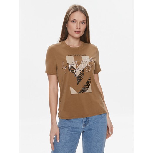ONLY T-Shirt 15307292 Brązowy Regular Fit ze sklepu MODIVO w kategorii Bluzki damskie - zdjęcie 182648666