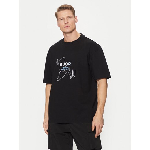 HUGO T-Shirt Nabion 50530441 Czarny Loose Fit ze sklepu MODIVO w kategorii T-shirty męskie - zdjęcie 182648838