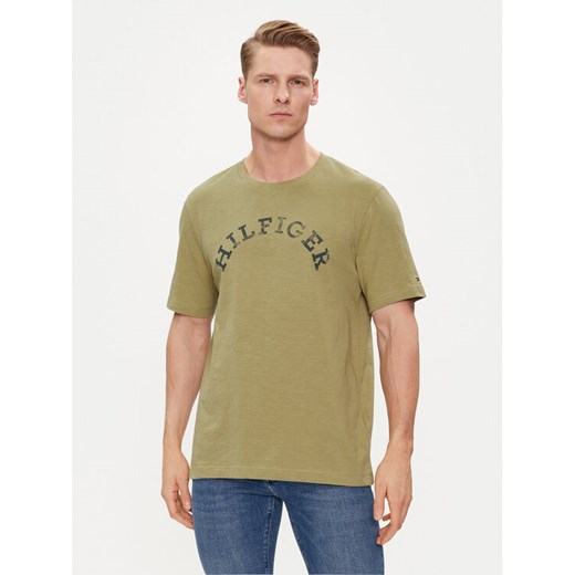 Tommy Hilfiger T-Shirt Arched MW0MW34432 Zielony Regular Fit ze sklepu MODIVO w kategorii T-shirty męskie - zdjęcie 182648857