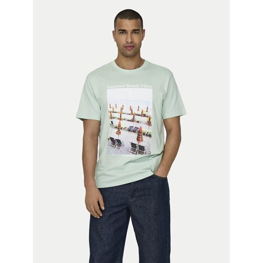 Only & Sons T-Shirt Kolton 22028735 Zielony Regular Fit ze sklepu MODIVO w kategorii T-shirty męskie - zdjęcie 182649165
