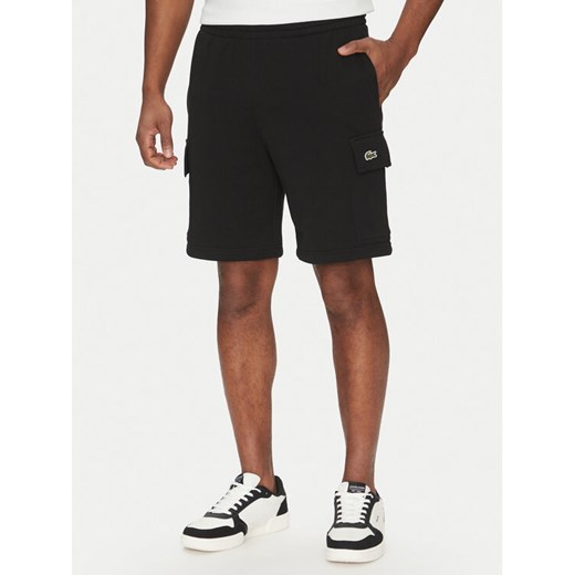 Lacoste Szorty sportowe GH9743 Czarny Regular Fit ze sklepu MODIVO w kategorii Spodenki męskie - zdjęcie 182649188