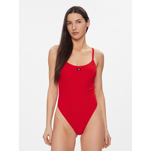 Calvin Klein Swimwear Strój kąpielowy KW0KW02475 Czerwony ze sklepu MODIVO w kategorii Stroje kąpielowe - zdjęcie 182649216