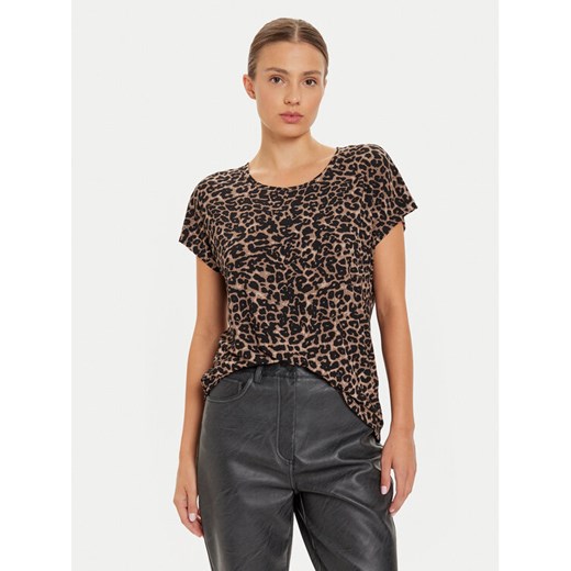 ONLY T-Shirt 15344399 Brązowy Regular Fit ze sklepu MODIVO w kategorii Bluzki damskie - zdjęcie 182649225